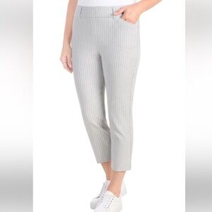 NWT Hilary Radley Pull On Capri Pants Gray Grey and White Striped Size 8